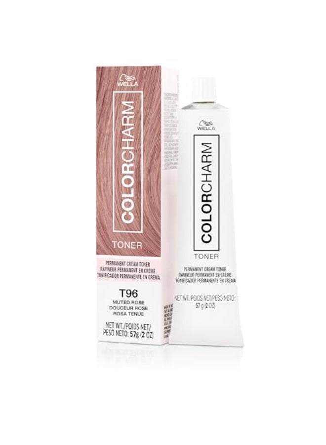 COLORCHARM Permanent Cream Toner Neutralize Brass Free of AnimalDerived Ingredients Parabens Gluten Free T96 Muted Rose 2 oz - Image 1