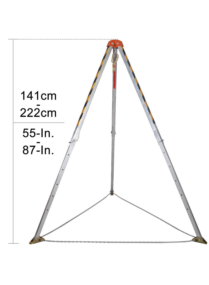 KSEIBI KSEIBI 423990 Aluminum Confined Space Tripod Kit Manhole Entry and Rescue Equipment Set with 65' Winch, Pulley, Carabiner, Fall Protection Safety Harness and Carrying Storage Bag  - Image 3