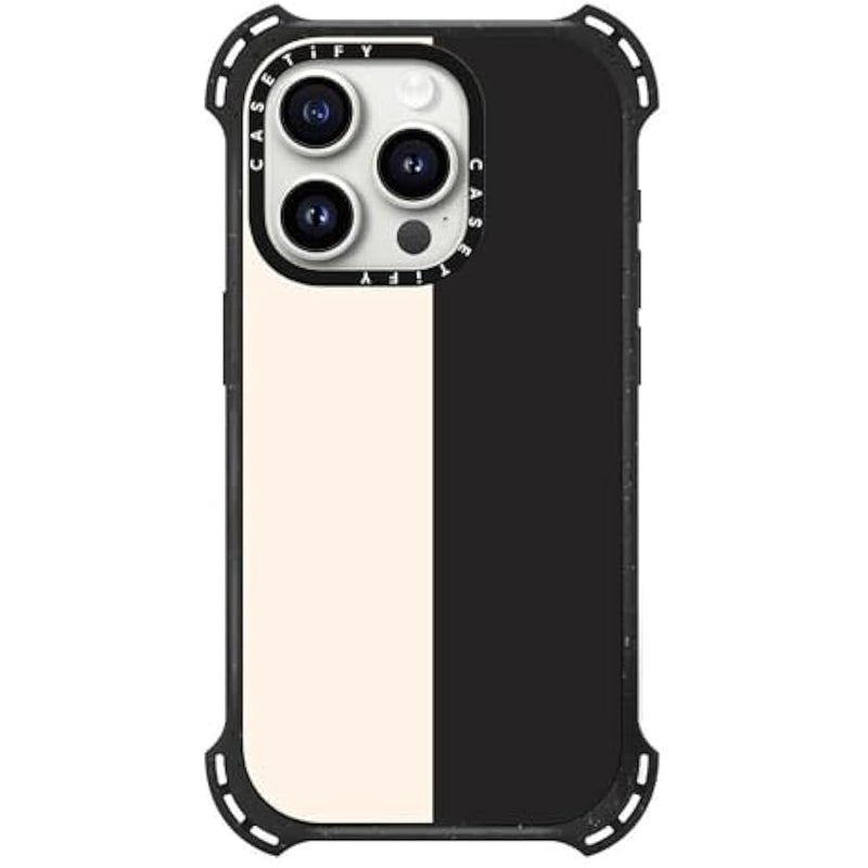 Casetify Bounce iPhone 15 Pro Case 【6X Military Grade Drop Tested / 21.3ft Drop Protection/Compatible with Magsafe】 - White/Black Colorblock - Triple Black - Image 3