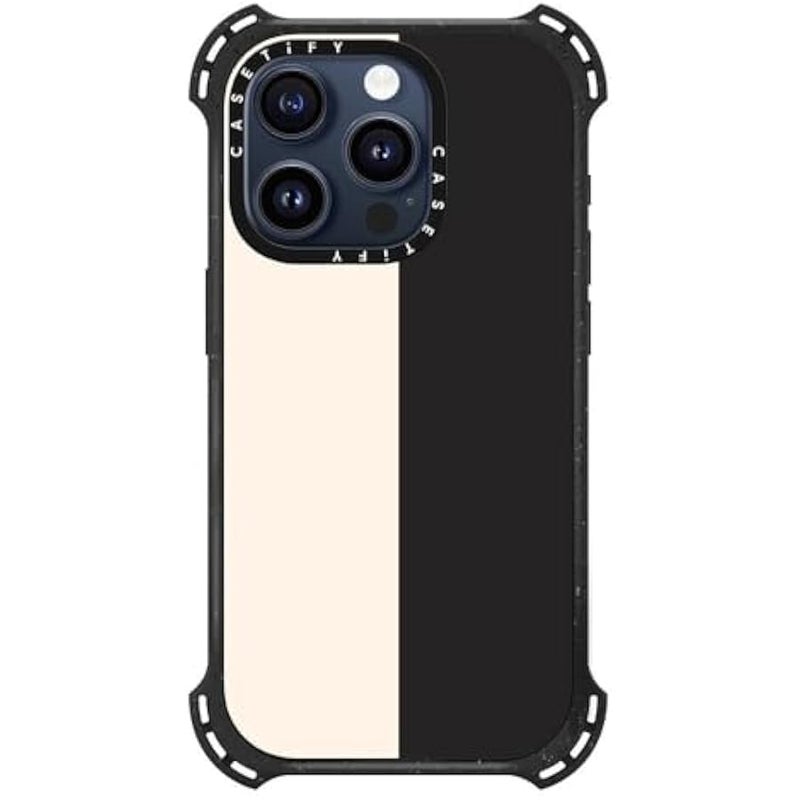 Casetify Bounce iPhone 15 Pro Case 【6X Military Grade Drop Tested / 21.3ft Drop Protection/Compatible with Magsafe】 - White/Black Colorblock - Triple Black - Image 2