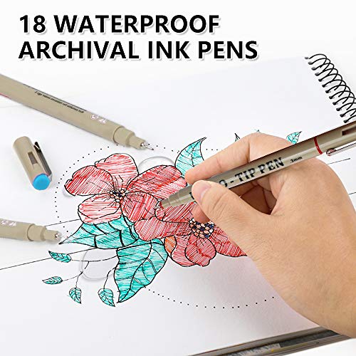 Shuttle Art 18-Pack Micro-line Pens - 11 Waterproof Archival Ink Colors in 0.3MM Felt Tip & 7 Blacks in 0.15-0.5MM For Journaling, Illustrating & Drawing - Image 4