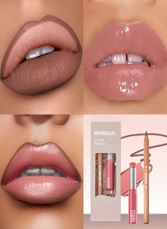 Melemando 2PCS Lip Liner and Lipstick Combo Set, 2 in 2 Waterproof Lip Liner Long Lasting Lipstick Set, Matte Lipliner Pencil & Hydrating Lip Gloss Makeup Kits for Women (207) - Image 2