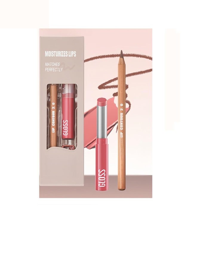 Melemando 2PCS Lip Liner and Lipstick Combo Set, 2 in 2 Waterproof Lip Liner Long Lasting Lipstick Set, Matte Lipliner Pencil & Hydrating Lip Gloss Makeup Kits for Women (207) - Image 1