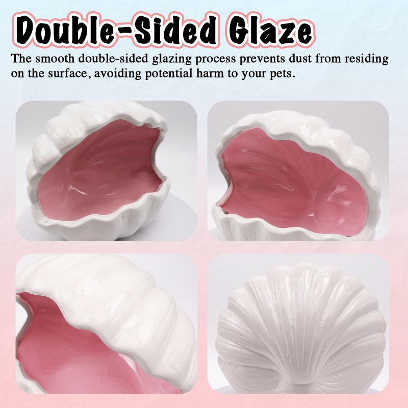 Niuohoy Axolotl Hide Shell Shape Ceramic Fish Tank Cave, Double Sided Glaze, Fish Tank Decor Shelter for Small Pet Frog Fish Betta (Extra Large, Pink) - Image 4