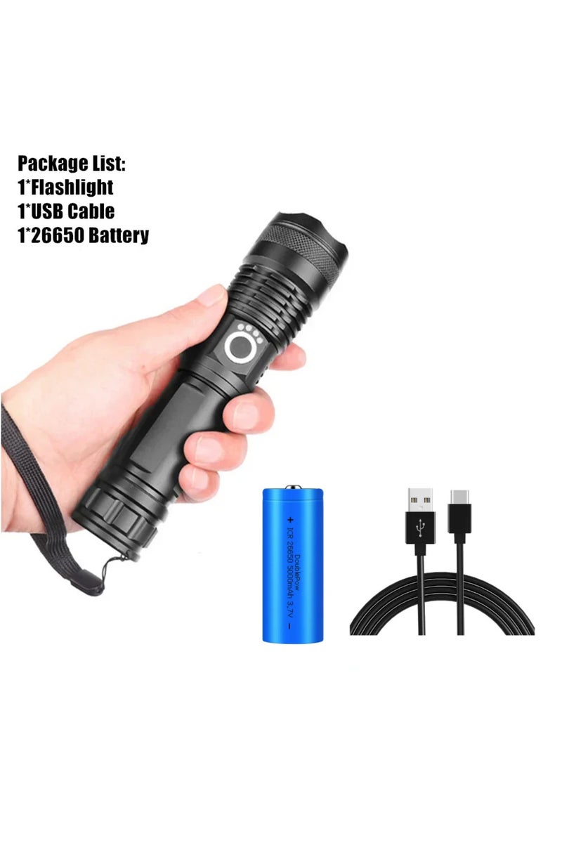 X71 P50 26650 Rechargeable LED Flashlights 90000 Lumens Super Bright Zoomable Waterproof Flashlight