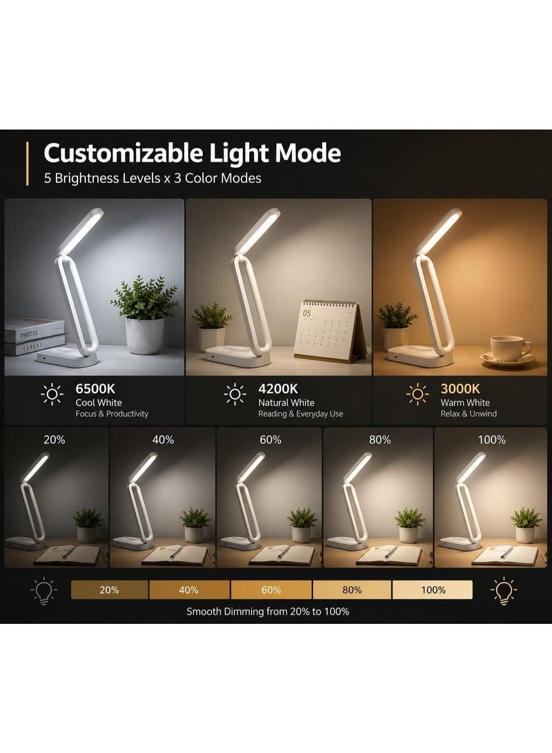 مصباح مكتب LED قابل للتعتيم، اباجورة قراءة مع منفذ شحن USB و3 اوضاع الوان LED كمبيوتر/الطاولة/المكتب، تحكم زجاجي بالعين، مصباح مكتب للعمل - Image 3