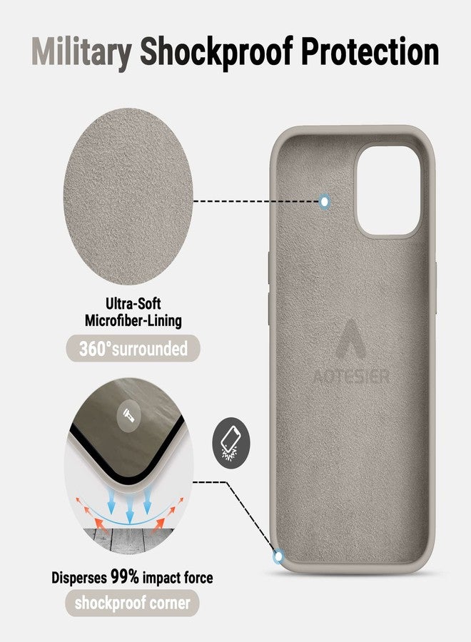 AOTESIER Shockproof for iPhone 12 Pro Max Case, Liquid Silicone Phone Case with [Soft Anti-Scratch Microfiber Lining] Drop Protection 6.7 inch, Stone - Image 4