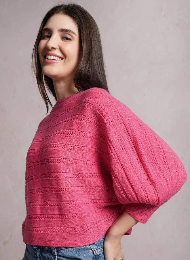 Tokyo Talkies Ribbed Boat Neck Oversized Sweater by Styli