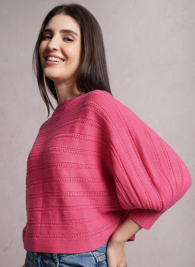 Tokyo Talkies Ribbed Boat Neck Oversized Sweater by Styli - Image 4