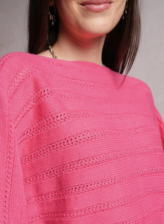 Tokyo Talkies Ribbed Boat Neck Oversized Sweater by Styli