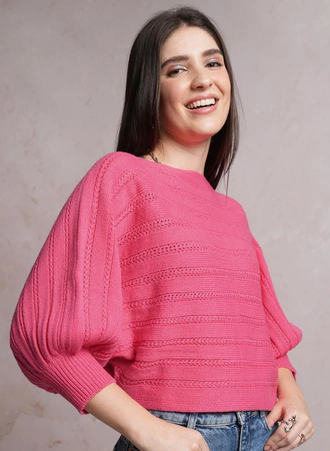 Tokyo Talkies Ribbed Boat Neck Oversized Sweater by Styli