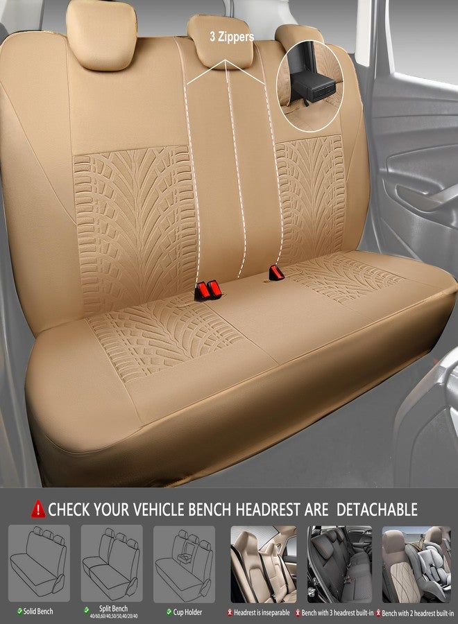 CAR PASS أغطية مقاعد السيارة من كار باس، طقم كامل، مقاعد أمامية وخلفية منفصلة، أغطية داخلية للسيارة منقوشة بإطارات ثلاثية الأبعاد، متوافقة مع الوسائد الهوائية، أغطية مقاعد سهلة التركيب تناسب جميع أنواع السيارات وسيارات الدفع الرباعي (جميعها بيج) - Image 3