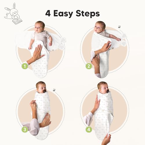 KeaBabies 3Pack Organic Swaddles for Newborns Girls Boys with Hats Soft Cotton Baby Sleep Sacks 03 Months Breathable Baby Hats and Swaddles 03 Months Newborn Essentials Must Haves Bunnies - Image 3