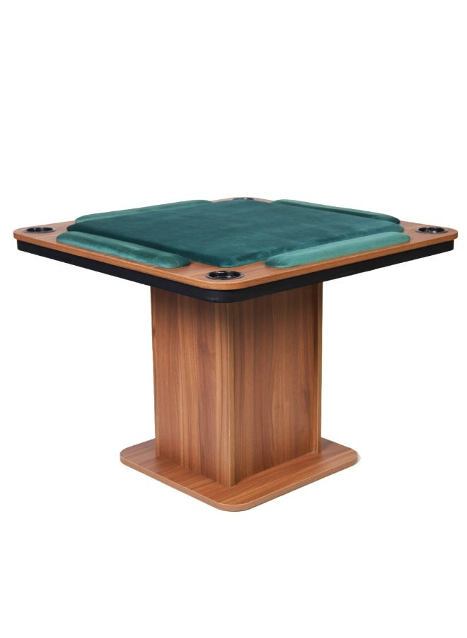 Four Plus 4P Al-Dariyah Baloot Table - Baloot Table with Bell - Made of Wood - 90 x 90 x 73 cm - Ideal for Baloot sessions and family gatherings (Color: green) Wood Type: Walnut - Image 1