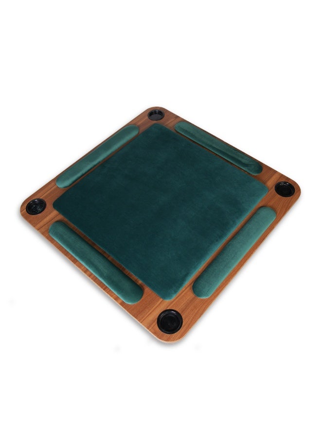 Four Plus 4P Al-Dariyah Baloot Table - Baloot Table with Bell - Made of Wood - 90 x 90 x 73 cm - Ideal for Baloot sessions and family gatherings (Color: green) Wood Type: Walnut - Image 2