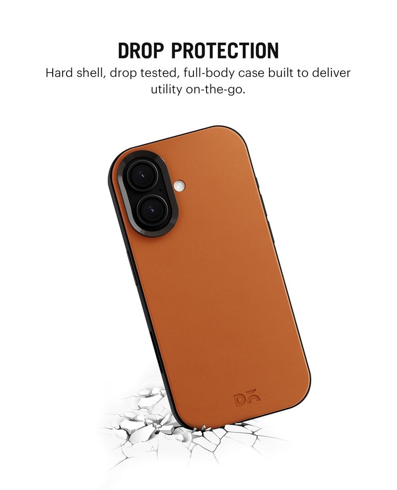 Daily Objects Leatherite Case for iPhone 16 Compatible with Mag-Safe Wireless Charging | Tan-Grey Hybrid Magnetic Back Cover - Image 4