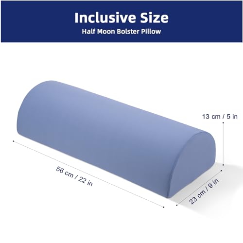 Ruizman Knee Pillow for Back Sleeping - Half Moon Bolster Pillow for Legs - Cooling Under Knee Pillow for Sleeping on Back, Leg Support, Foot Elevation (Misty Blue) - Image 3