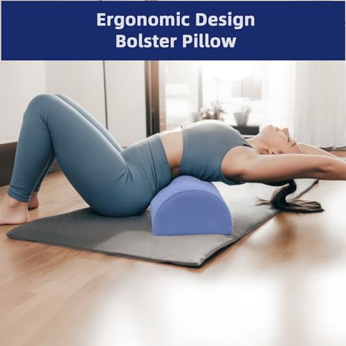 Ruizman Knee Pillow for Back Sleeping - Half Moon Bolster Pillow for Legs - Cooling Under Knee Pillow for Sleeping on Back, Leg Support, Foot Elevation (Misty Blue) - Image 5