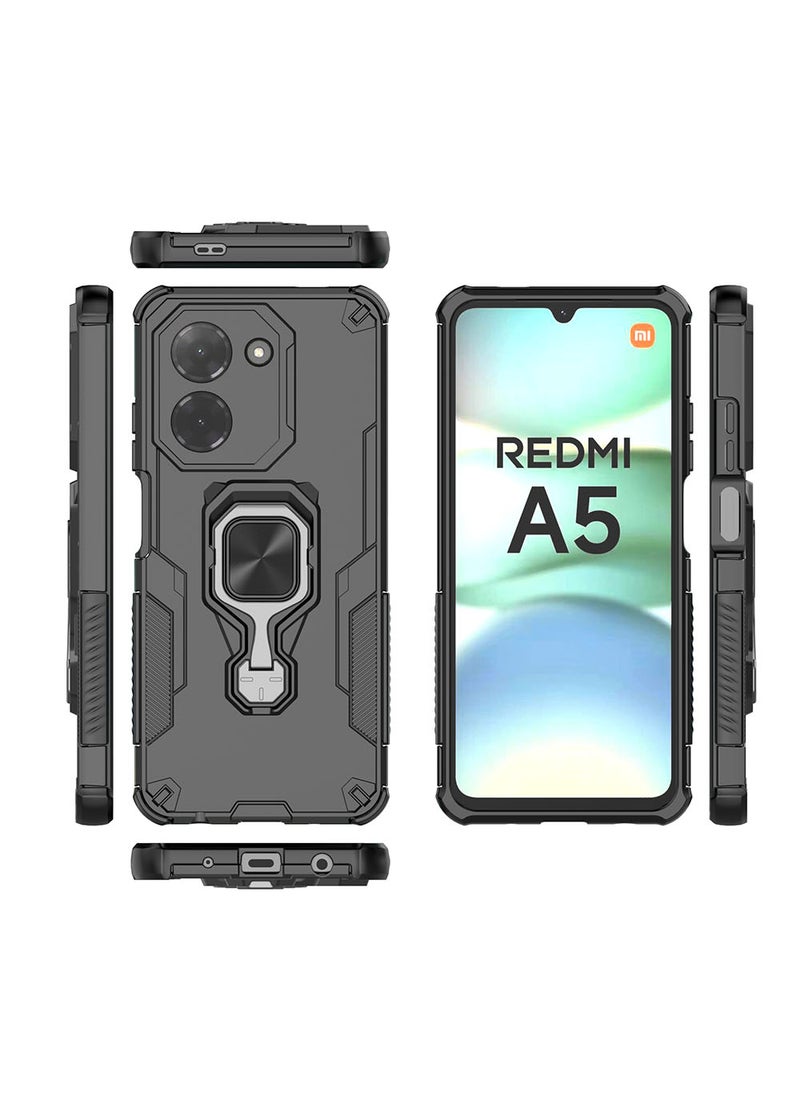 Case for Xiaomi Redmi A5 4G / Poco C71 with Kickstand, PC+TPU Dual-Layer Hybrid Protection Back Cover,Black - Image 3