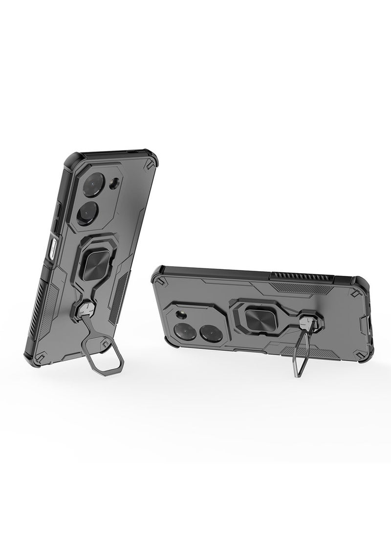 Case for Xiaomi Redmi A5 4G / Poco C71 with Kickstand, PC+TPU Dual-Layer Hybrid Protection Back Cover,Black - Image 4
