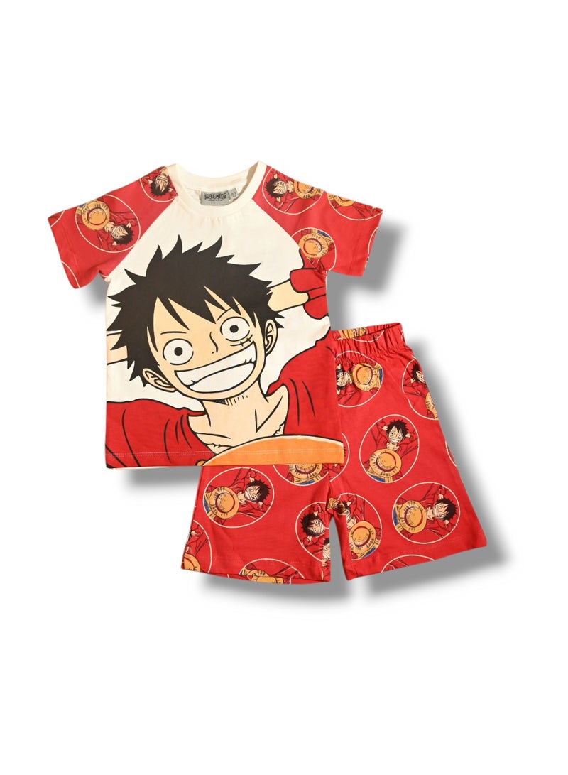 وان بيس قطعة واحدة - طقم تي شيرت وشورت للأولاد - Image 1