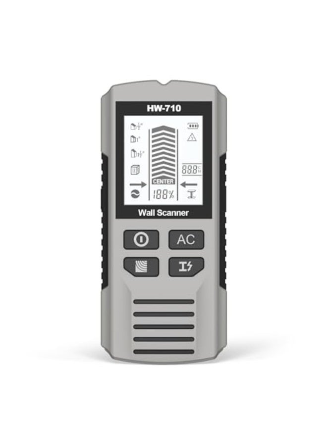 5-in-1 Stud Finder Wall Scanner with LCD Display & Audio Alarm - Detects Wood, Metal, AC Wires, Pipes | Edge/Center Precision Scanning for Contractors, Electricians & DIYers | Sky Silver (Battery Not) - Image 1