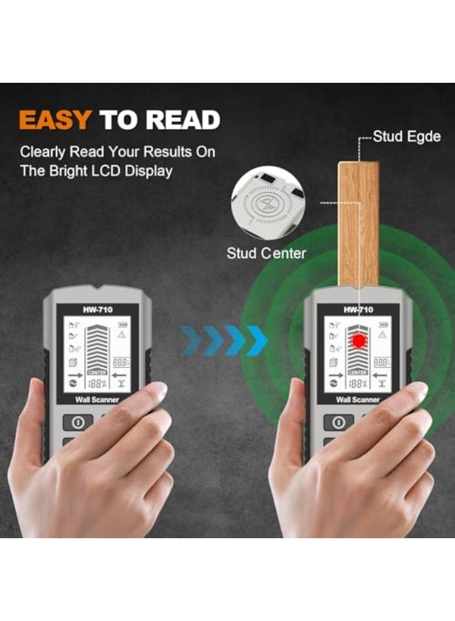 5-in-1 Stud Finder Wall Scanner with LCD Display & Audio Alarm - Detects Wood, Metal, AC Wires, Pipes | Edge/Center Precision Scanning for Contractors, Electricians & DIYers | Sky Silver (Battery Not) - Image 4