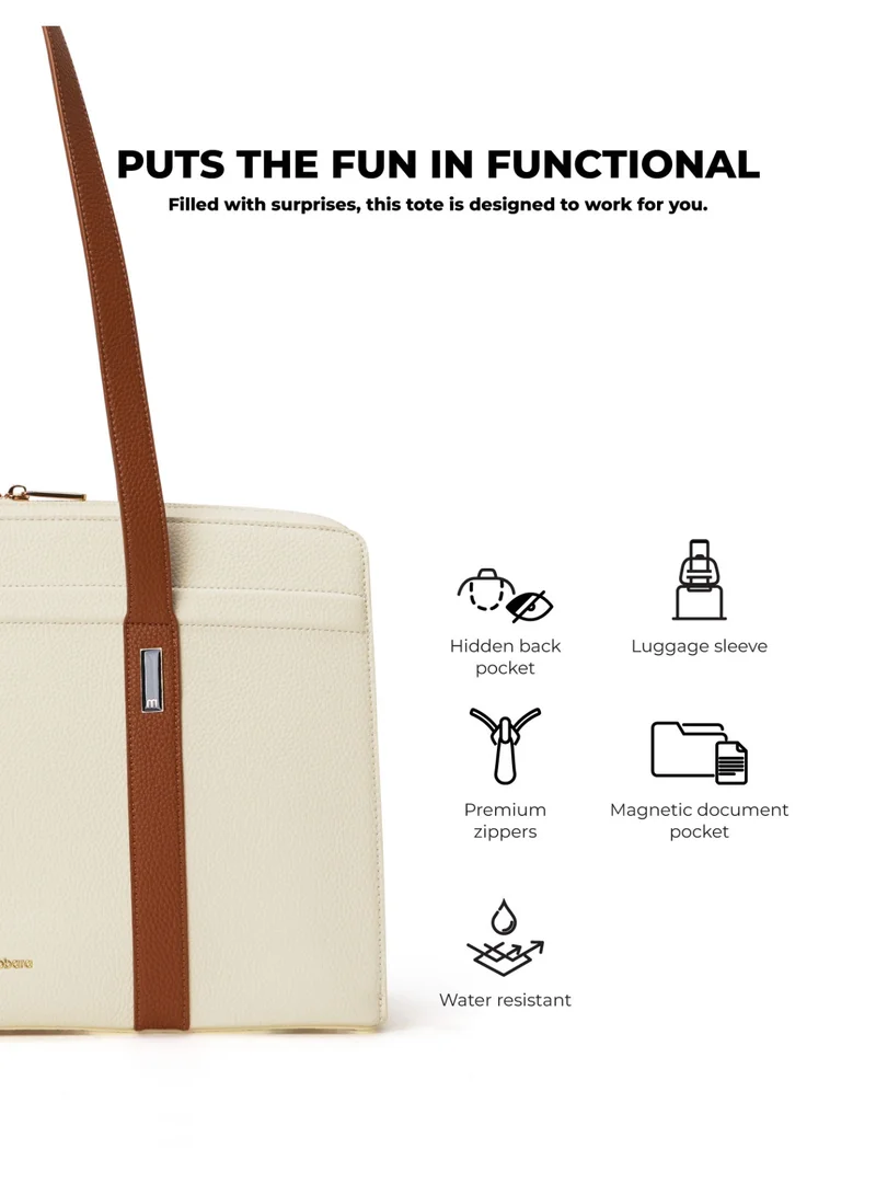 Mokobara  The Celeste Tote Bag - Premium Vegan Leather | Coconut Cream 2.0  | Best Price UAE
