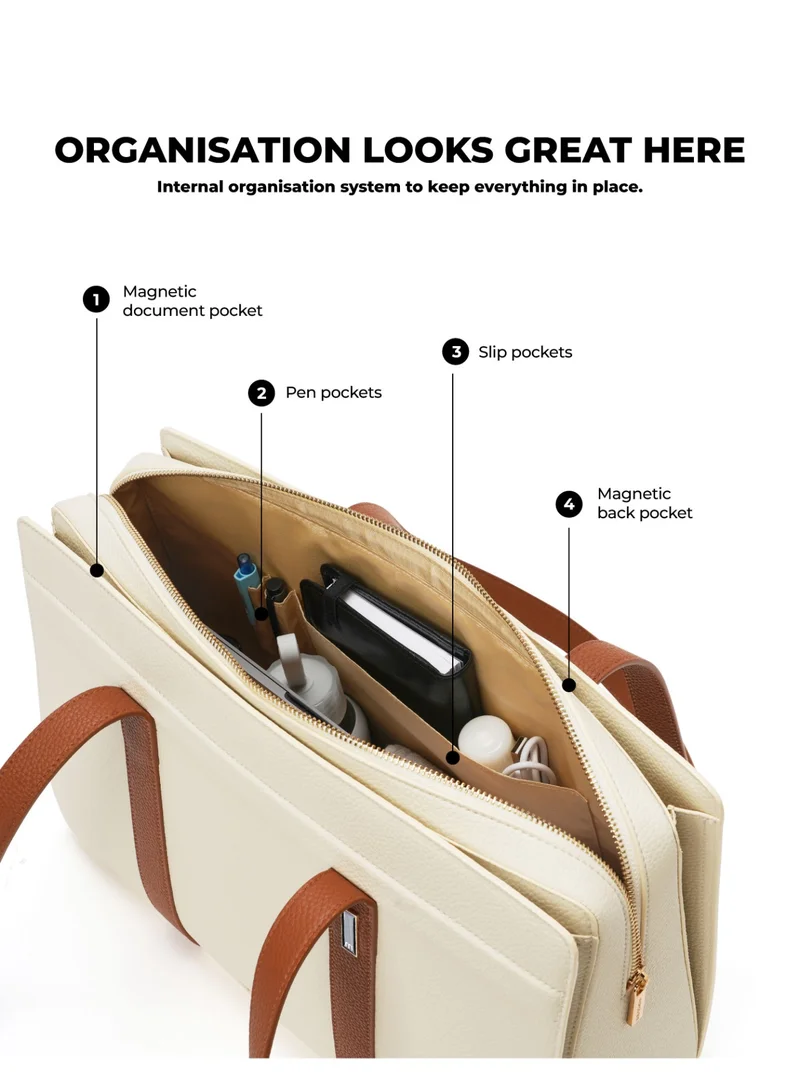 موكوبارا للتجارة ذ.م.م The Celeste Tote Bag - Premium Vegan Leather | Coconut Cream 2.0