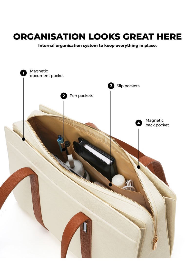 Mokobara The Celeste Tote Bag - Premium Vegan Leather | Coconut Cream 2.0 - Image 2