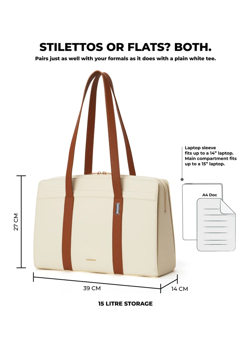 Mokobara  The Celeste Tote Bag - Premium Vegan Leather | Coconut Cream 2.0  | Best Price UAE