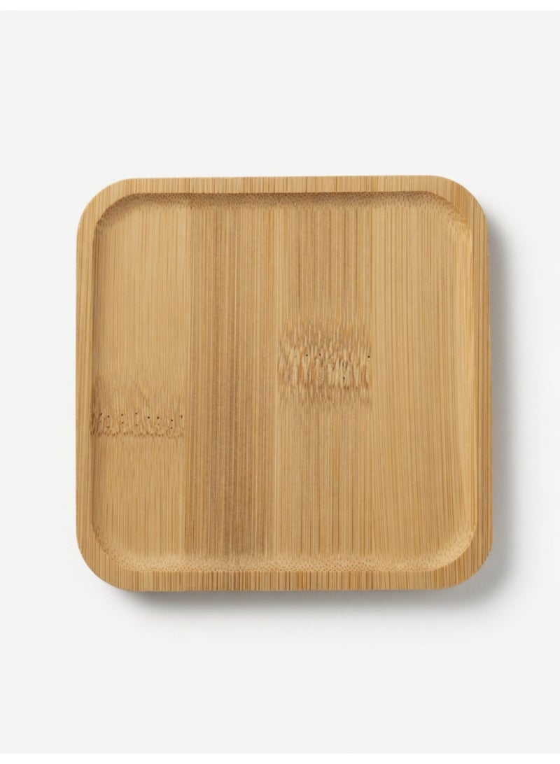 Natural Wood Square Coaster Set with Metal Holder - 6 Pieces - Image 3