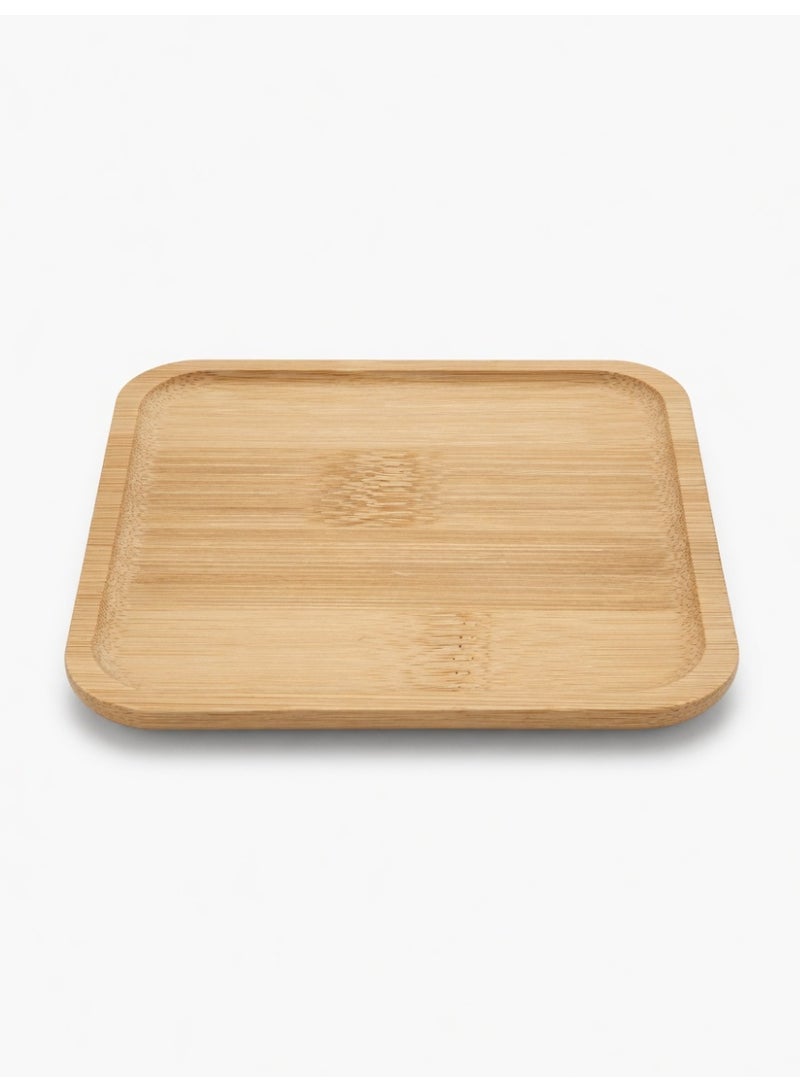 Natural Wood Square Coaster Set with Metal Holder - 6 Pieces - Image 4