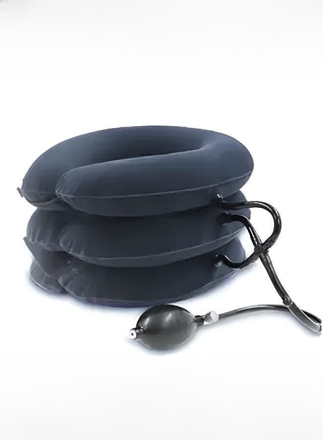 3-Layer Full Flannel Inflatable Neck Traction Device, Thickened Inner Liner Cervical Spine Stretcher, Adjustable Neck Support Brace for Pain Relief, Ideal for Home Office & Travel - Image 1