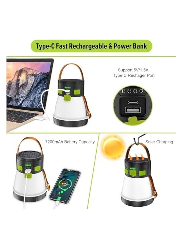 إيروريكس فانوس تخييم LED، مع شحن لوحة الطاقة الشمسية، 8 أوضاع إضاءة مقاومة للماء 7500 مللي أمبير في الساعة محمول مع خطاف مصباح خيمة يعمل بالطاقة الشمسية، فانوس تخييم، ضوء ليلي RGB قابل لإعادة الشحن للمشي لمسافات طويلة في الهواء الطلق - Image 3