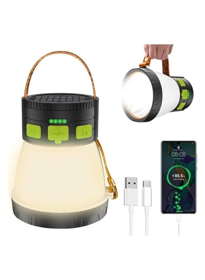 إيروريكس فانوس تخييم LED، مع شحن لوحة الطاقة الشمسية، 8 أوضاع إضاءة مقاومة للماء 7500 مللي أمبير في الساعة محمول مع خطاف مصباح خيمة يعمل بالطاقة الشمسية، فانوس تخييم، ضوء ليلي RGB قابل لإعادة الشحن للمشي لمسافات طويلة في الهواء الطلق - Image 1