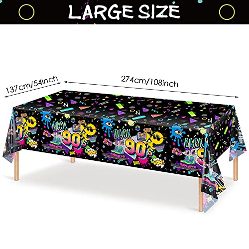 Tegeme 6 Pcs 90s Plastic Party Table Cover Back to The 90s Tablecloth 90s Birthday Party Decoration The 90s Hip Hop Supplies Throwback Birthday Decor for Room Kitchen 54 x 108 Inch - Image 5