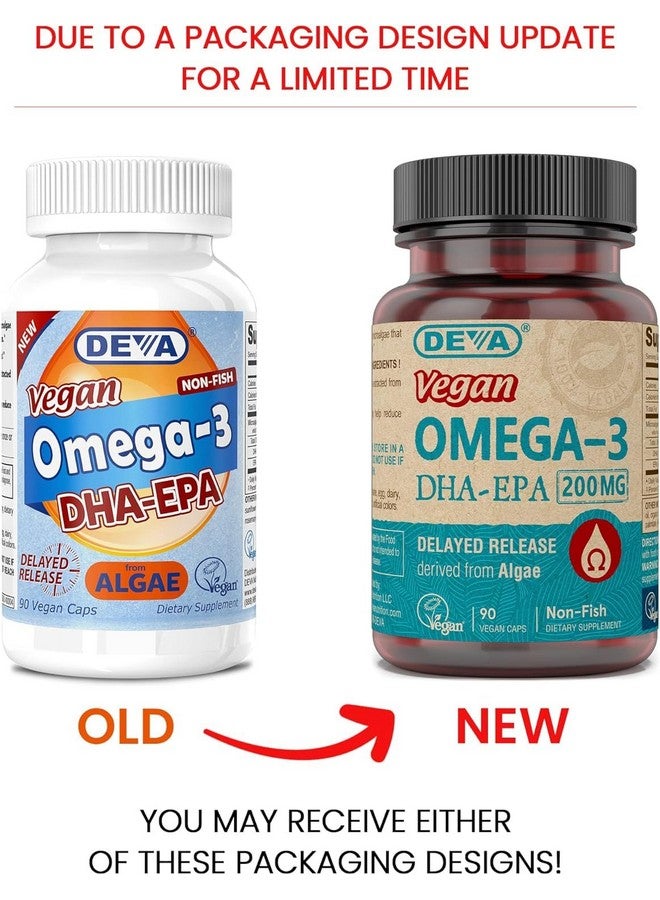 DEVA Vegan Omega-3 DHA-EPA, from Micro Algae, Delayed Release, 90 Vegan Capsules (Pack of 2) - Image 2