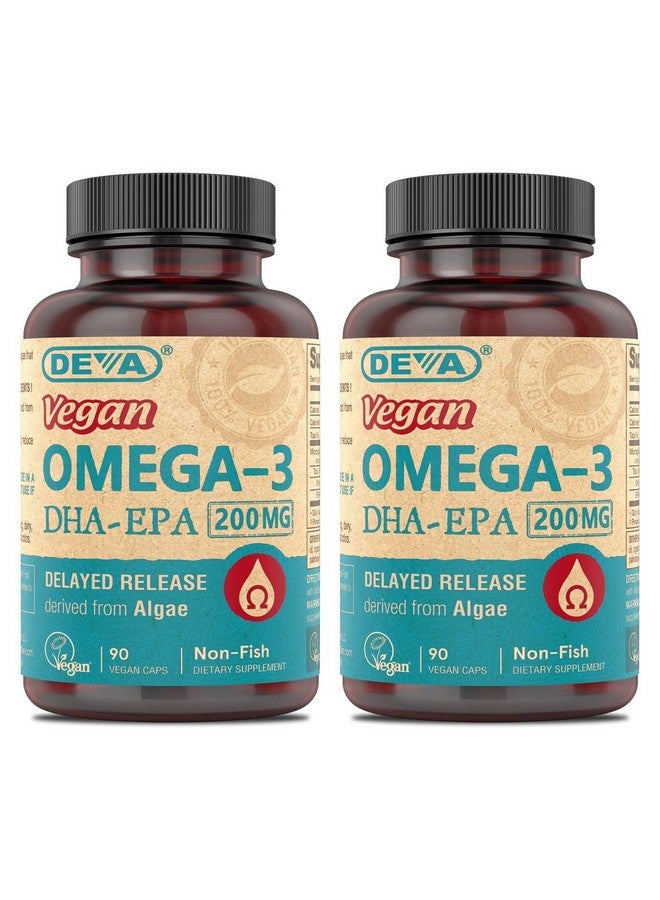 DEVA Vegan Omega-3 DHA-EPA, from Micro Algae, Delayed Release, 90 Vegan Capsules (Pack of 2) - Image 1