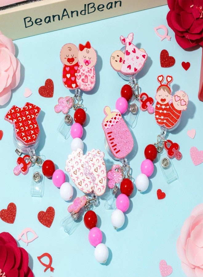 BkeeCten Valentines Baby Badge Reel - 6 Pcs Cute Baby Theme Retractable ID Holder with 24 Inch Cord & 360°Rotating Metal Clip for Nurses, NICU Staff, Healthcare Professionals & Holiday Gifts - Image 4
