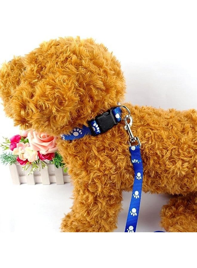 طوق ومقود من النايلون مطبوع عليه مخلب مقاس 10 مم مع مشبك سريع الفك ومجموعة طوق قابلة للتنفس مثالية للجراء والكلاب والقطط (أزرق، مقاس صغير جدًا) - Image 2