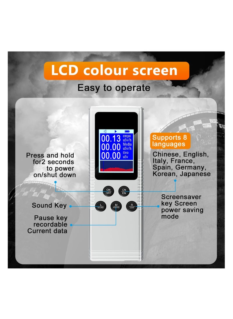 Excefore - Geiger Counter Dosimeter for Nuclear Radiation, Portable Radiation Detector, Rechargeable Radiation Monitor with LCD Display, for Measuring Radioactivity Radiation Detection Device X γ β Rays - Image 1
