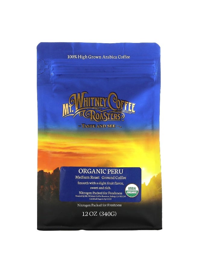 MT. WHITNEY COFFEE ROASTERS Mt. Whitney Coffee Roasters, Organic Peru, Ground Coffee, Medium Roast, 12 oz (340 g)  - Image 1