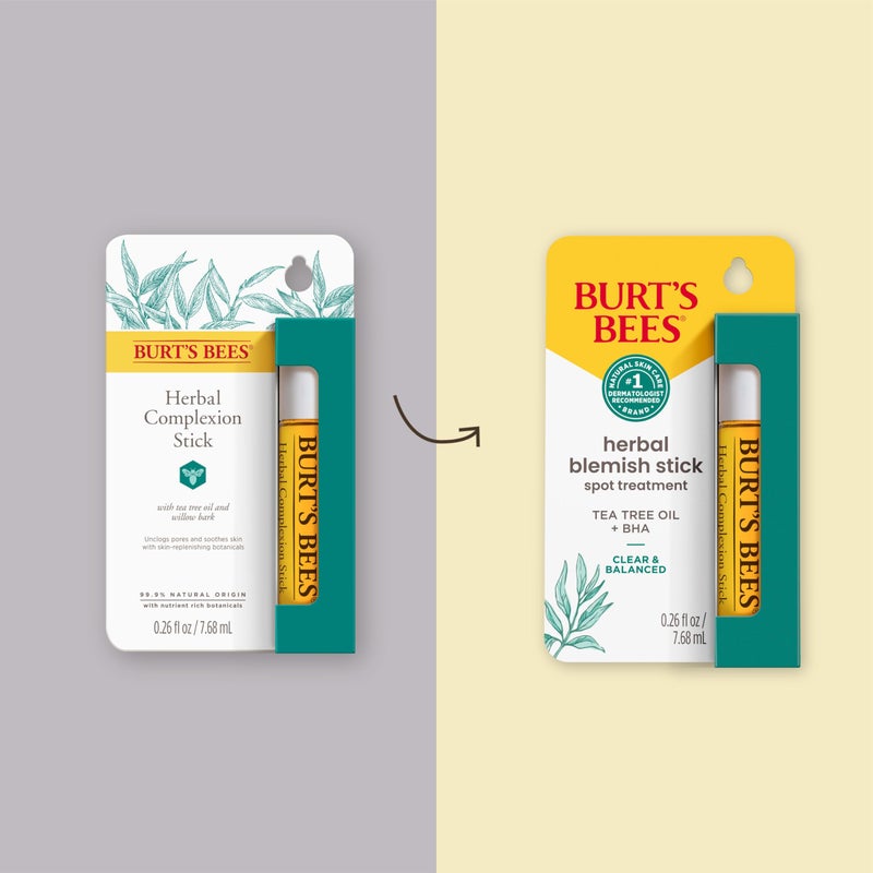Burt's Bees Herbal Blemish Stick, 0.26 Fl Oz (Pack of 2), Tea Tree Oil Infused, Soothing, Exfoliating, Cleansing, Unisex - Image 2