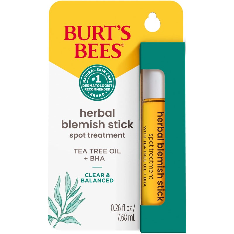 Burt's Bees Herbal Blemish Stick, 0.26 Fl Oz (Pack of 2), Tea Tree Oil Infused, Soothing, Exfoliating, Cleansing, Unisex - Image 1