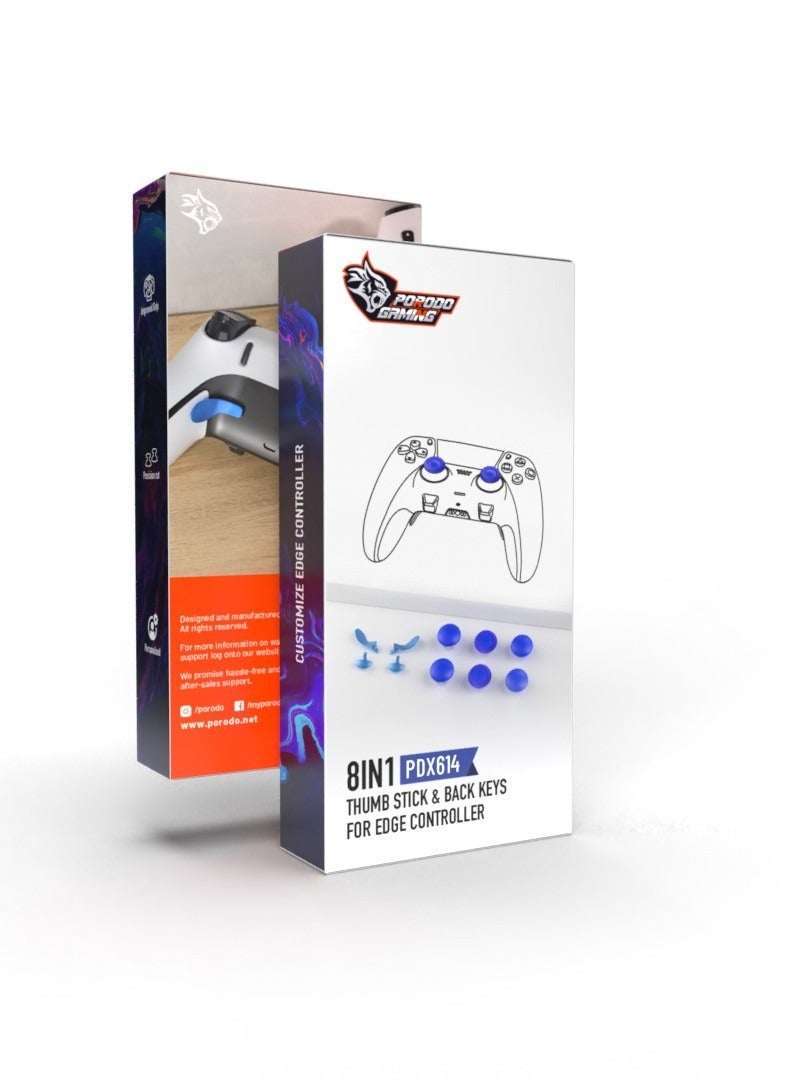 porodo Gaming PS5 Edge Controller 8 in 1 Thumb Stick Caps + Back Buttons Combo -Blue  - Image 2