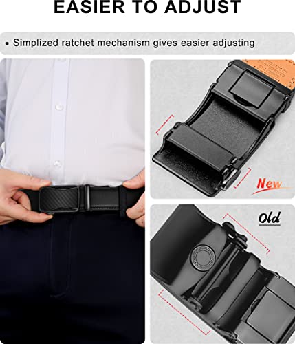 KEMISANT Mens Ratchet Belt 2 Units,Sliding Belt For Gift Mens Dress Casual 1 3/8",Size Adjustable(Black/Tawny,38"-44" Waist Adjustable) - Image 4