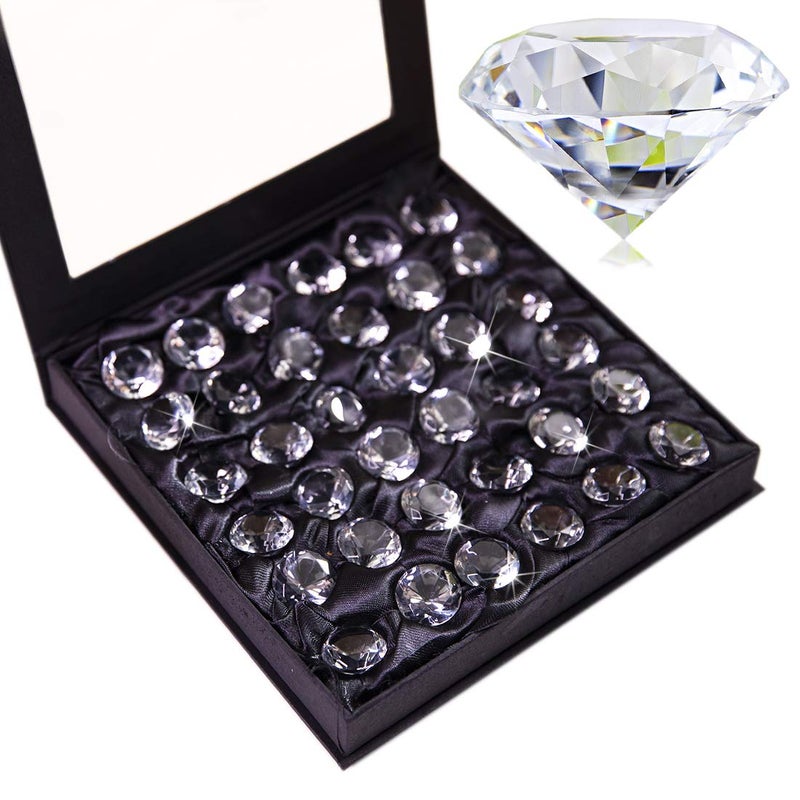 QFkris 20mm (0.8in) Crystal Diamond Collectible Figurines Home Decor, Glass Christmas Ornaments,Wedding Table Decoration, Glass Paperweight Pack of 36 (clear) - Image 1