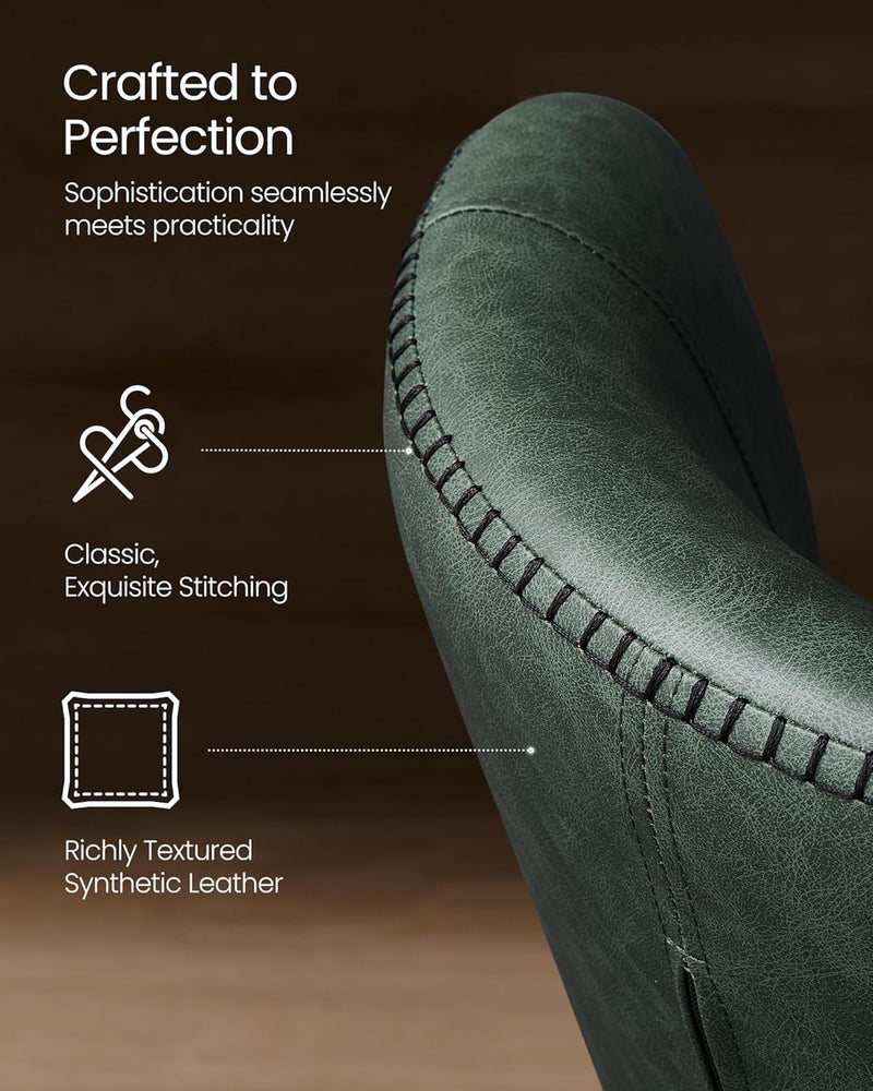 VASAGLE EKHO Collection - Dining Chairs Set of 2, Upholstered Kitchen Chairs, Comfortable Seat, Synthetic Leather with Stitching, Mid-Century Modern, Easy Assembly, Living Room Lounge, Forest Green - Image 4
