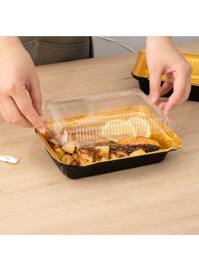 Restaurantware LIDS ONLY: Foil Lux 27 oz Lids, 200 Recyclable Lids For 27 oz Aluminum Foil Containers - Heavy Duty, Dome Design, Clear Plastic Foil To Go Container Lids, Containers Sold Separately - Image 5